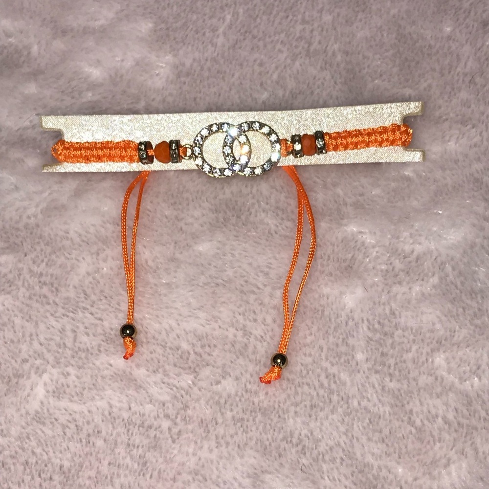 ✨✨5/$10✨✨ Lucky Orange String Minimalist Thread Macrame Rope Bracelet w Crystal